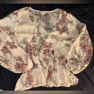 Lily White Floral Blouse in Cream and Pink